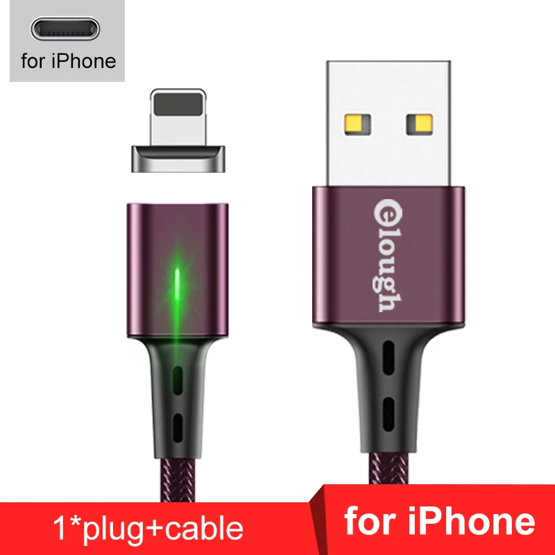 Red for Iphone Elough Магнитный зарядный кабель для iphone кабель Micro usb type c кабель для HUAWEI P30 Магнитный кабель быстрое зарядное устройство USB C провод для передачи данных - Цвет: Red for Iphone