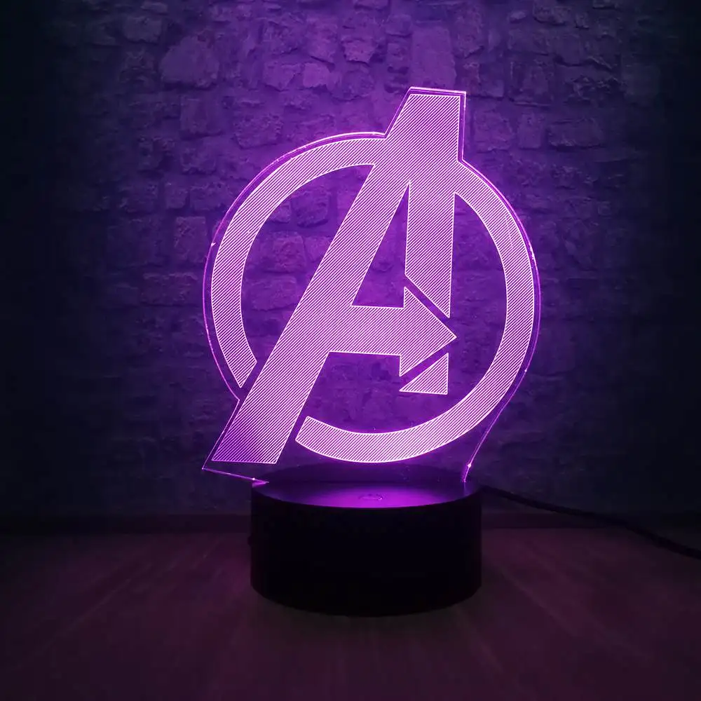 Marvel A Marvel Legend Мстители Тор Тано Халк 3D светодиодный светильник на батарейках USB настольная лампа подростковый декор для детской комнаты подарок на день рождения - Испускаемый цвет: Marvel A