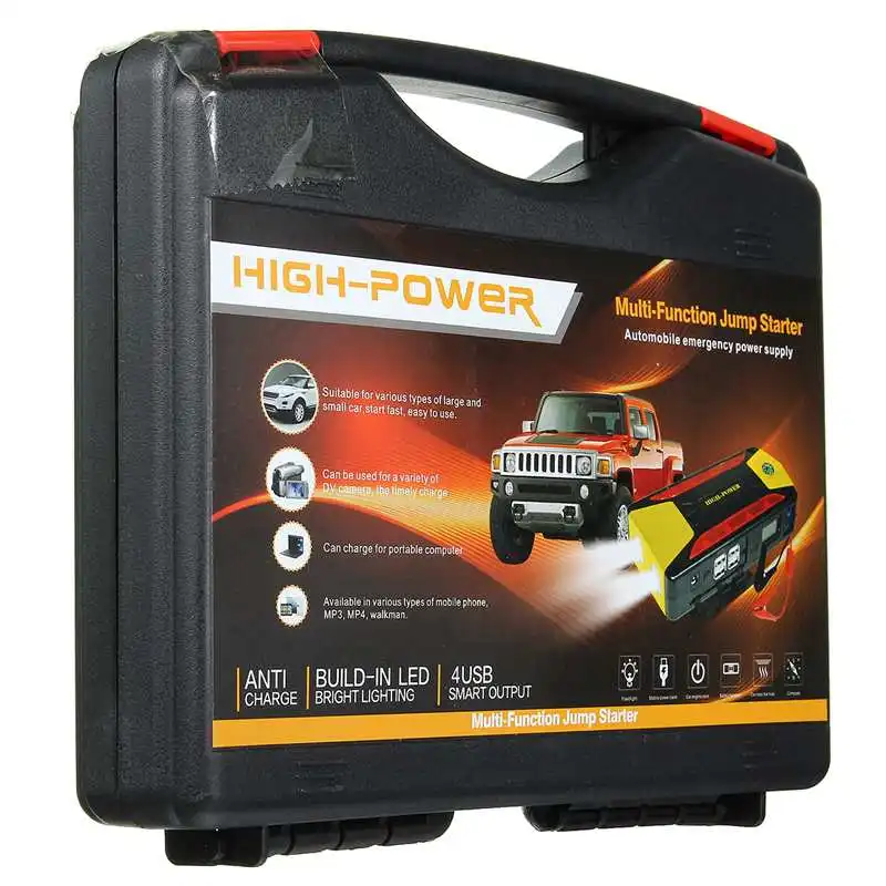 

82800mAh Car Jump Starter with 4 USB Charger 12V Auto Battery Booster Portable Charger Power Bank Built-in Smart Protection