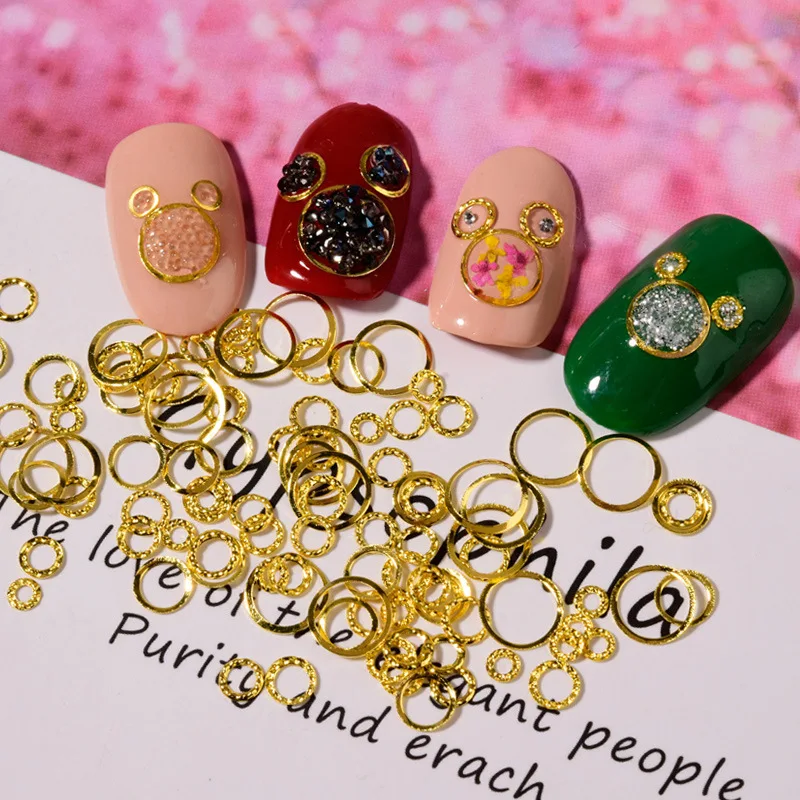 Дизайн ногтей ювелирные изделия для металлическое кольцо размер смешанный набор