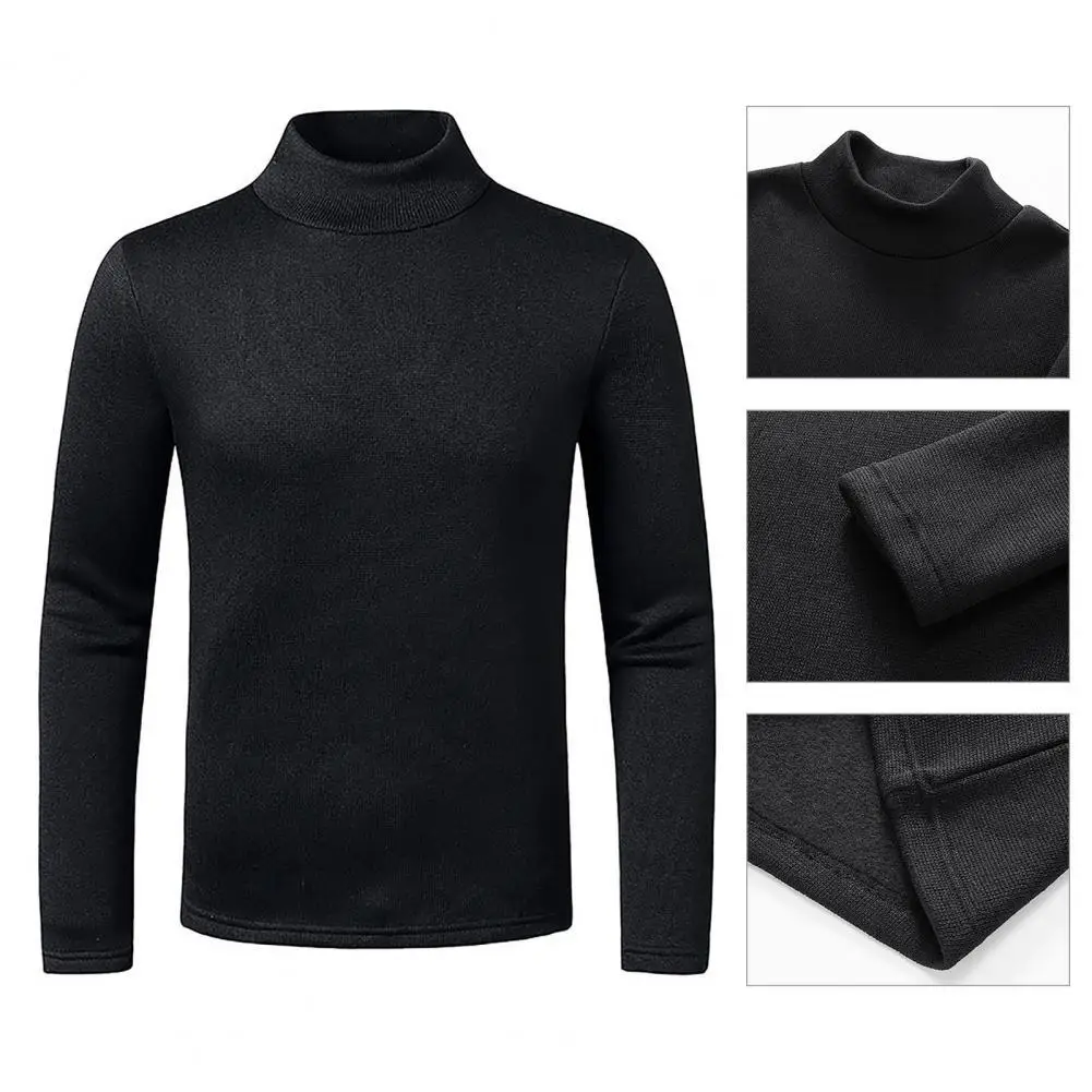 

Stretchy Great Anti-pilling Plush Winter Base Shirt Slim Base Shirt Solid Color for Daily Wear
