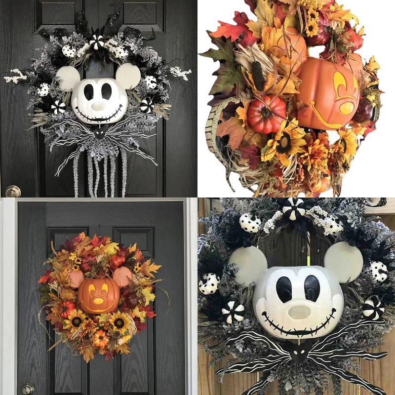 Guirnalda de Hojas de arce para decoraci&oacute;n de puerta delantera, decoraci&oacute;n Artificial de rat&aacute;n, calabaza, rat&oacute;n, Navidad, D&iacute;a de Acci&oacute;n de Gracias, Halloween-0