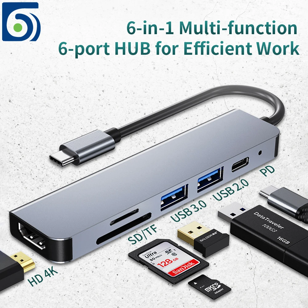 usb концентратор byscoon 6 в 1 4k hdmi совмест