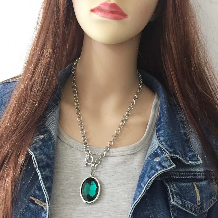 Женское Ожерелье с большим кристаллом Anslow украшение в стиле панк-рок подарок