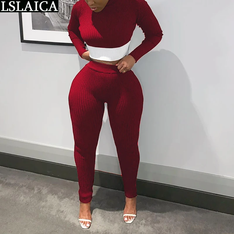 Комплект из двух предметов для женщин Топ с длинным рукавом и длинные брюки