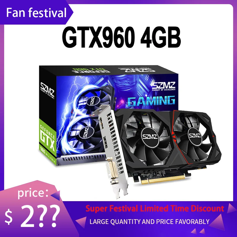 SZMZ Видеокарта GTX 960 4 Гб GPU 128Bit GDDR5 графическая карта для nVIDIA VGA Geforce оригинальная