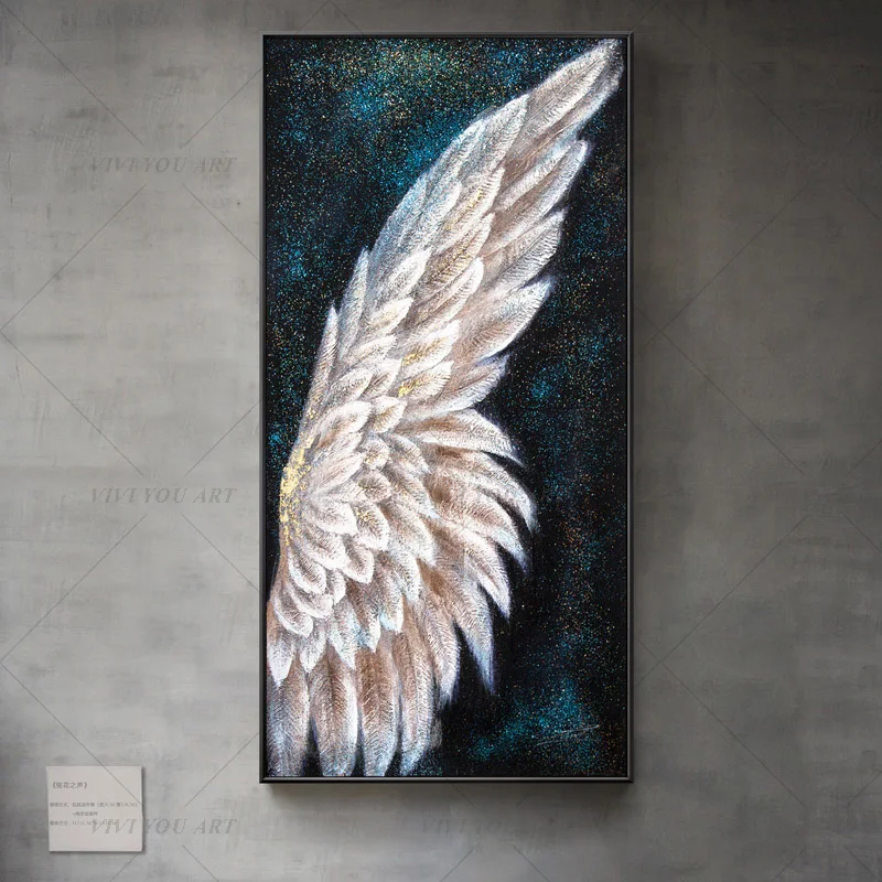 

100% Handmade Big Wing White Painting Modern Art Picture For Living Room Modern Cuadros Canvas Art High Quality