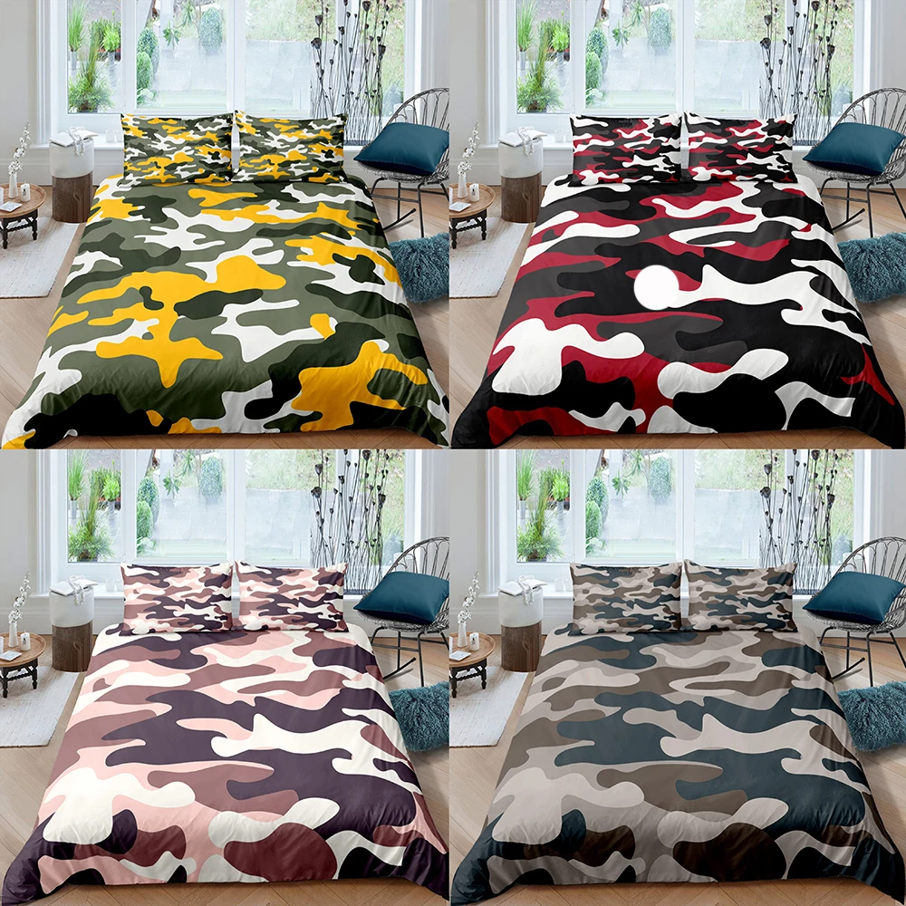 

Home Textile Cool Boy Girl Kid Adult Duver Cover Set Camouflage Bedding Sets King Queen Twin Sizes Comforter Covers Pillowcase