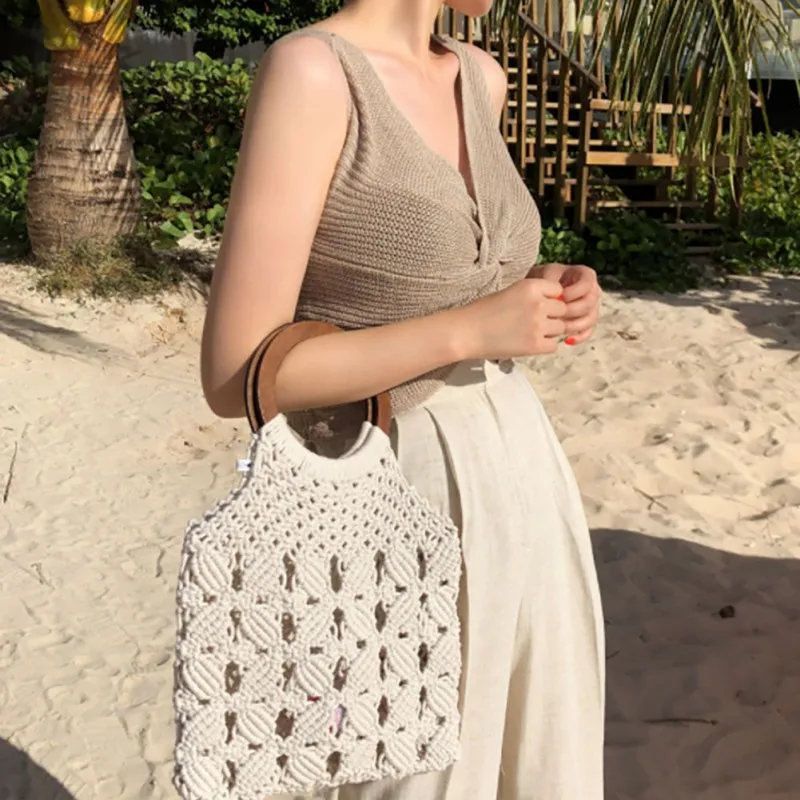Соломенные пляжные сумки в Корейском стиле модные женские сумки-шопперы бохо без