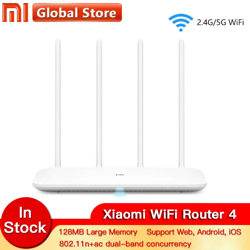 Оригинальный Xiaomi Mi Wi Fi роутер 4 WiFi повторитель 2 4G 5GHz 128MB DDR3 1200 двухдиапазонный