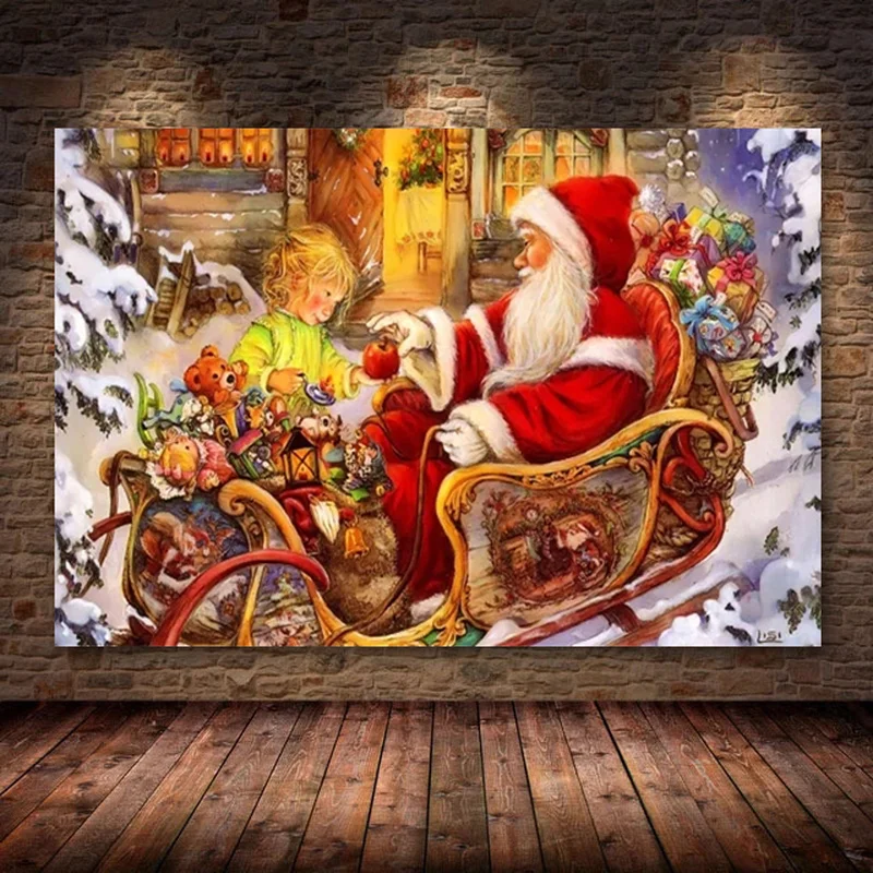 Подарочный постер с Санта-Клаусом на Рождество и зиму подушка для окна