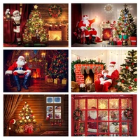 merry christmas 2021 backdrop santa claus winter christmas tree fireplace party supplies banner interior photo studio background