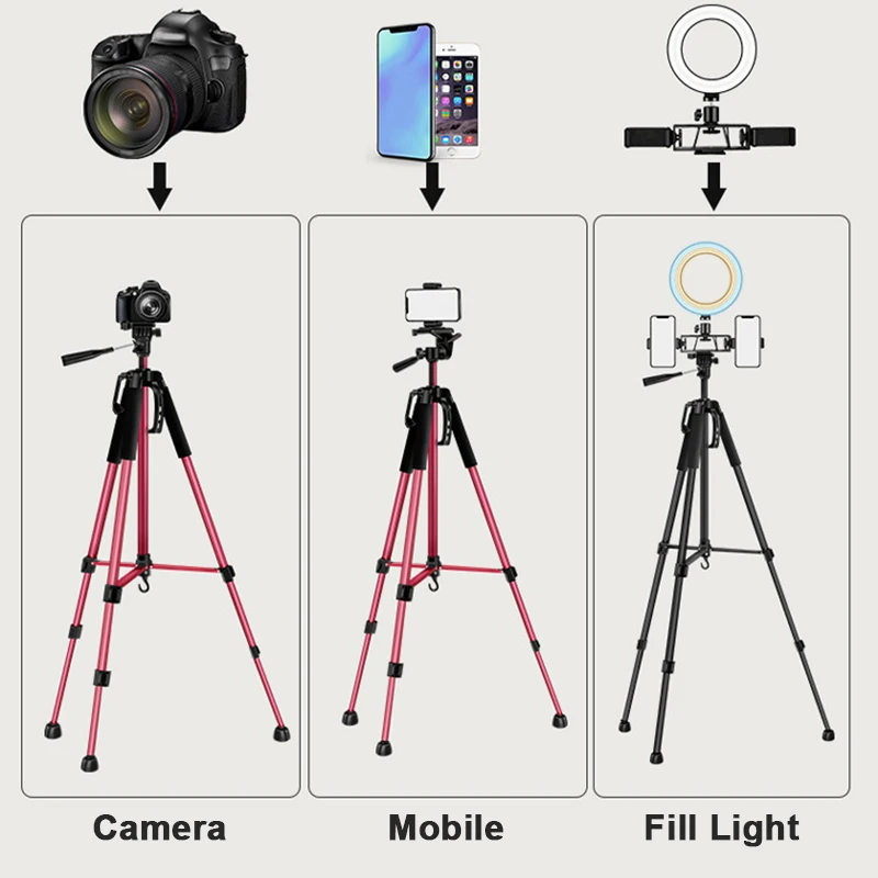 universal 1 4m 3 section tripod phone holder portable travel mobile camera gopro video photo foldable holder accessories free global shipping