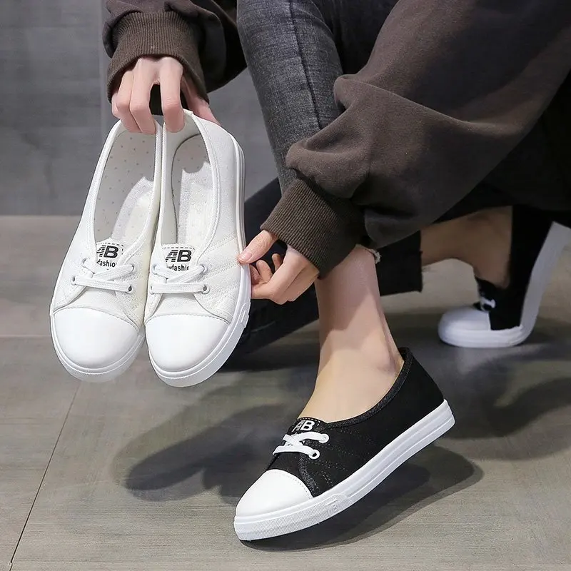 

2021 New Summer Women's Canvas Shoes Flat Shoes Slip-on All-match Comfortable Women's Shoes Zapatillas Mujer Round Toe Casual