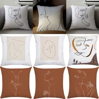 black and white pillow style character line simple modern pillowcase cushion homestay dress up