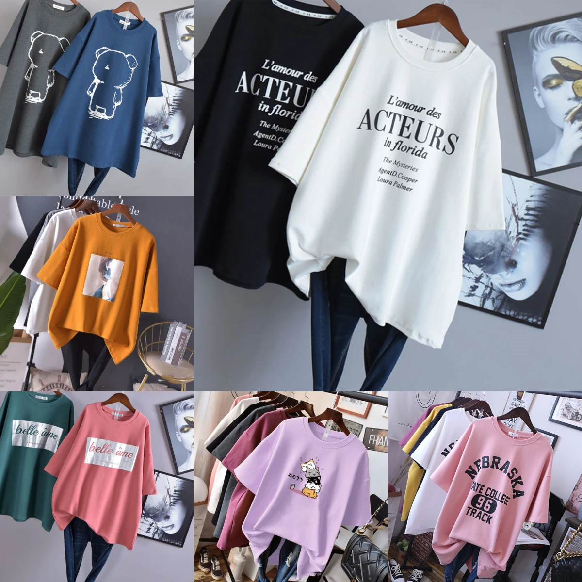 

Femotwin T-shirts Women Spring Summer Letter Cartoon Casual Clothes Stylish Tshirt Top Lady Print Girl Tee T-Shirt 2021 Punk Tee
