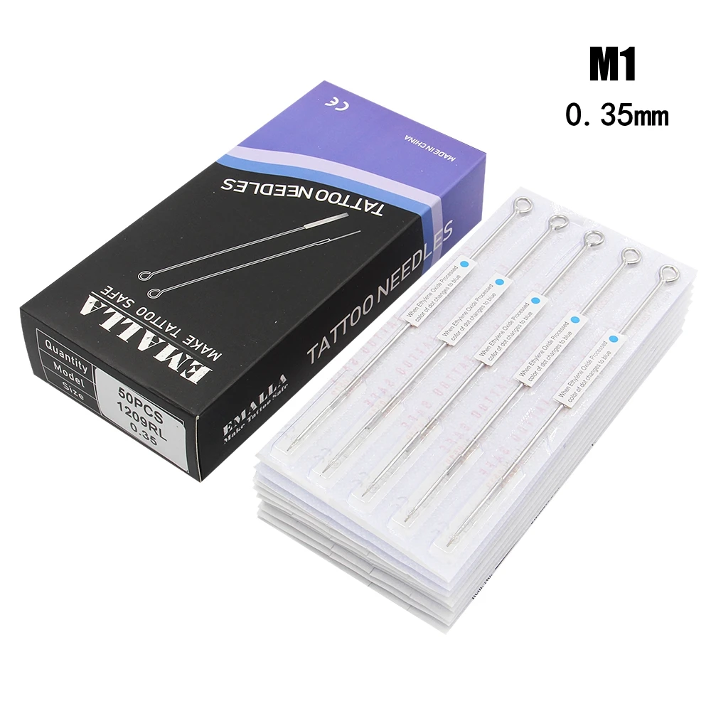 Татуажные иглы 50 шт в наборе M1 Стандартный стерилизованные Нержавеющая сталь