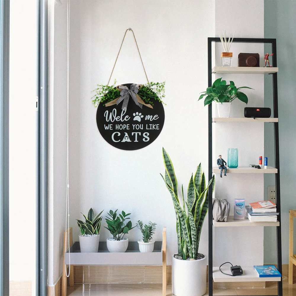 

1pc Pet Shop Hanging Sign Board Ornament Door Artificial Plant Welcome Hanger