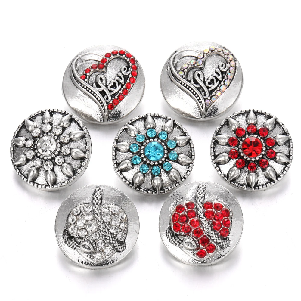 6 шт./лот Новинка 18 мм Застежка Ювелирные изделия цветы птица бабочка глаза сердце