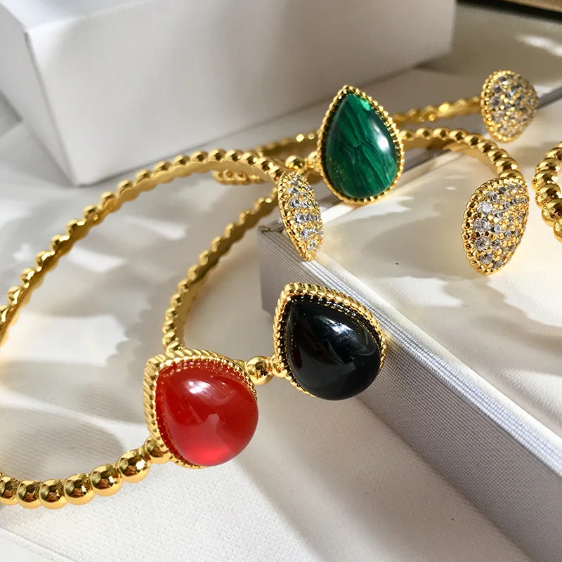 Новая мода кубический циркон и Капля воды натуральный камень браслеты браслет