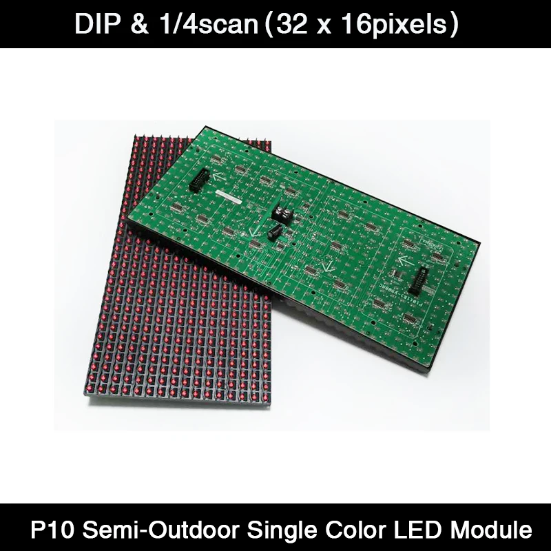 Semi-outdoor P10 Single Color LED Display Panel Module 320x160mm 32x16Pixels Red/Green/Yellow/White/Blue Color