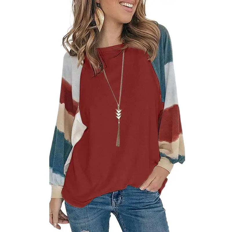 Рубашка женская с круглым вырезом Свободная блузка в разноцветную полоску
