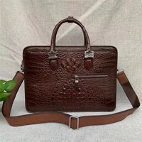 fancy authentic exotic crocodile skin businessmen working briefcase genuine real alligator leather male large shoule bag handbag