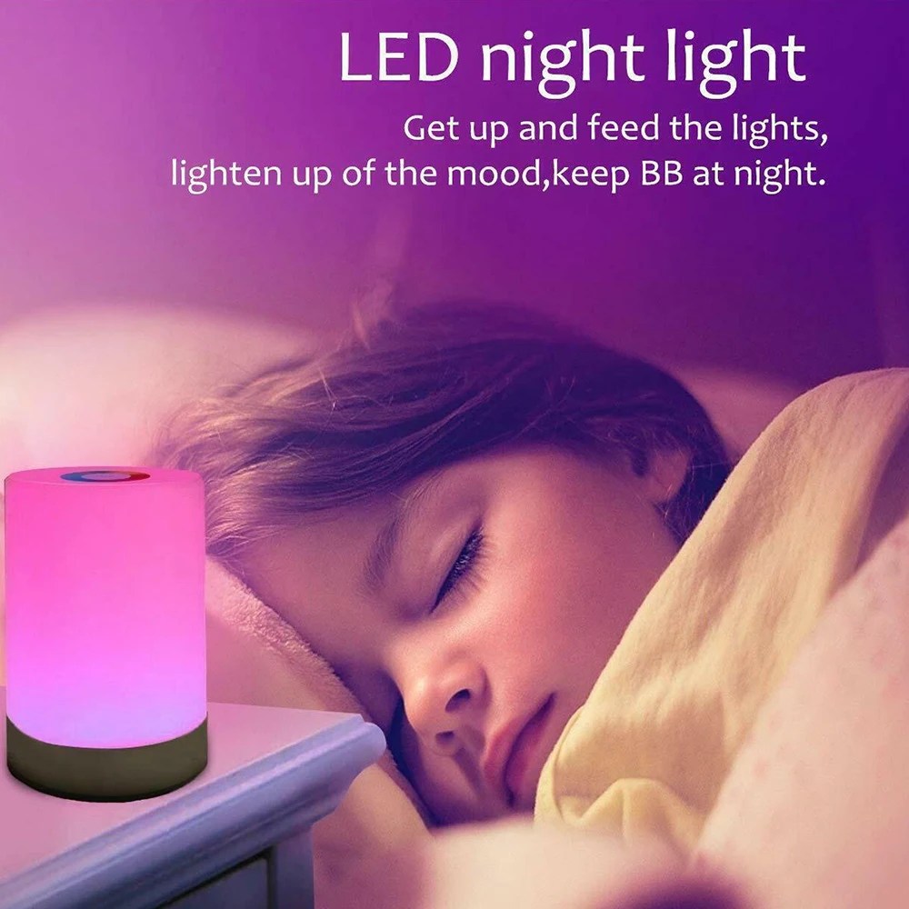 Dimmable LED Touch Night Light Rechargeable Smart Dimmer Bedside Table USB RGB Lamp for Kids Baby Bedroom | Лампы и освещение