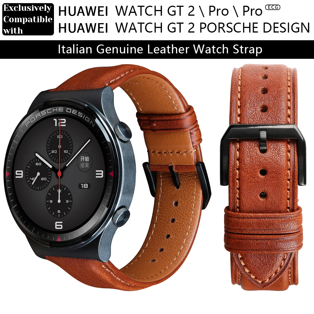 Ремешок быстросъемный для часов Huawei Watch GT 2 Pro мягкий браслет из телячьей кожи