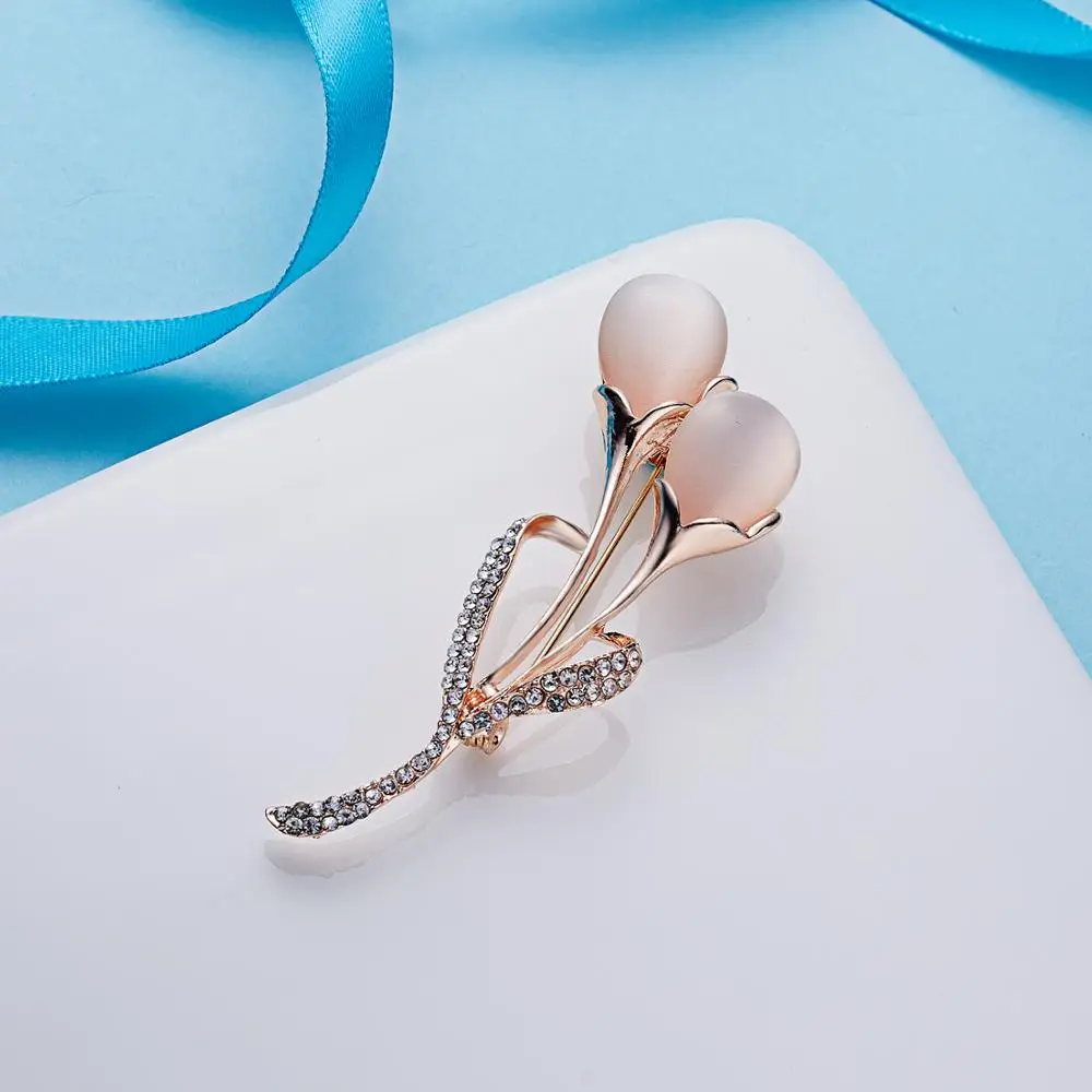 Женская брошь в форме цветка Rinhoo Классическая изысканная булавка с опаловым