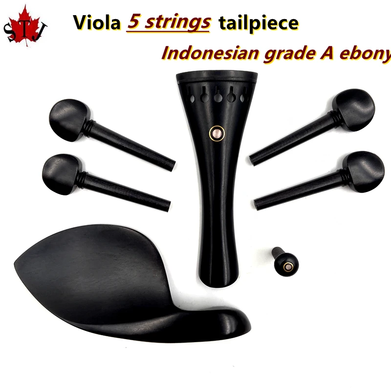 

1 sets High quality 5 strings Ebony wood viola Accessories parts fittings,Tailpiece+Tuning pegs+Endpins+Chin rest/Chin Holder