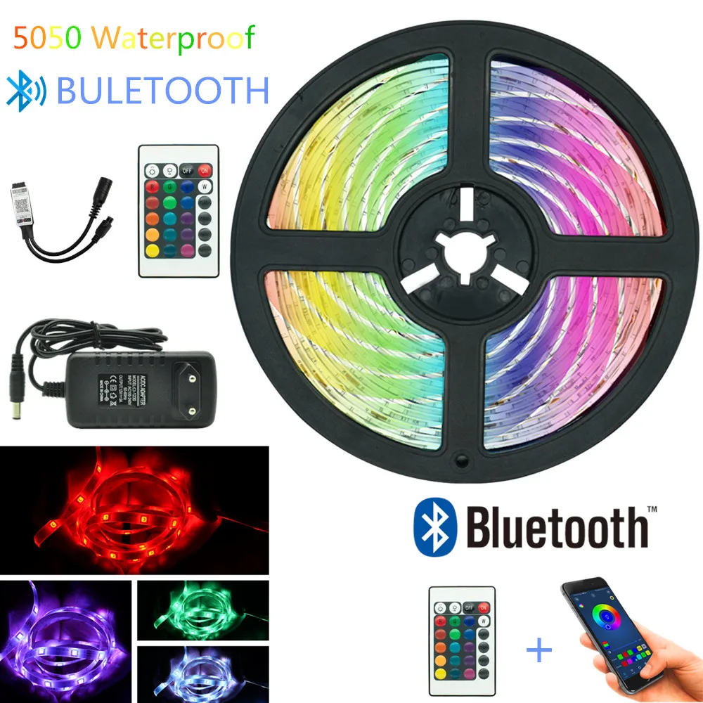 

LED Strip light RGB Flexible SMD 5050 Waterproof Decoration Strips Background Rainbow Lamp Bluetooth Remote Control For Festival