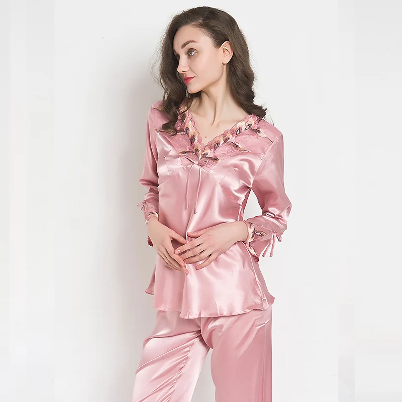 Пикантная пижама из искусственного шелка Женский пижамный комплект женский
