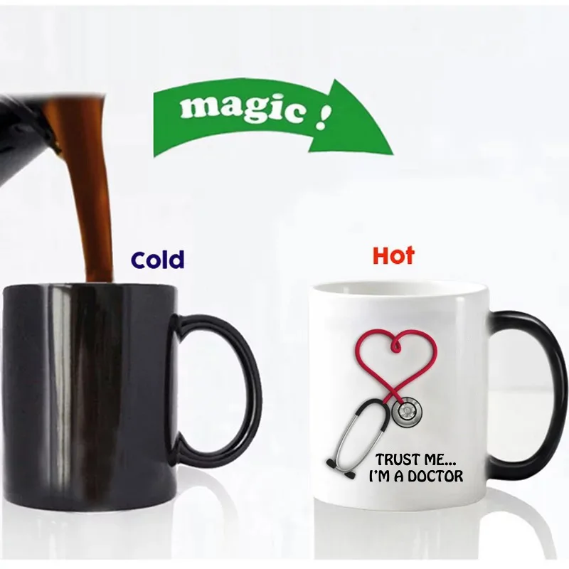 

1Pcs New 350ml Trust Me I'm A Doctor Color Changing Mug Coffee Milk Cup Gifts for Friends Children