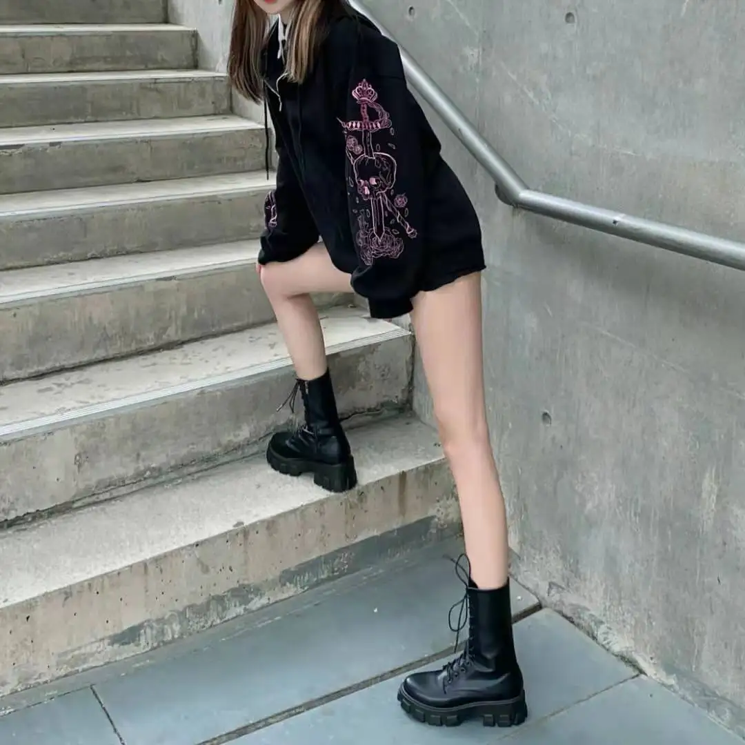 

2021 New embroidery Coat korean coats women loose Hoodie clothes cardigan jacket woman jacket y2k Harajuku goth woman Coat