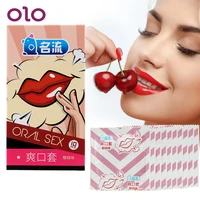 olo 10pcsbox blowjob penis sleeve sex toys for men oral sex condom cherry flavor natural latex condoms safe contraception