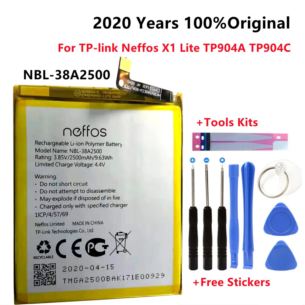 NEW 2020 YearsOriginal 2500mAh NBL-38A2500 battery For TP-link Neffos X1 Lite TP904A TP904C Mobile phone+Tools Kits
NEW 2020 YearsOriginal 2500mAh NBL-38A2500 battery For TP-link Neffos X1 Lite TP904A TP904C Mobile phone+Tools Kits
