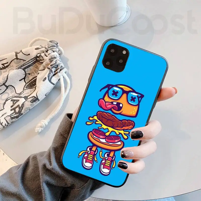 cute burger ice cream black cell phone case for iphone 11 pro 11 pro max x xr xs max 7 8 plus 6s plus 5s 2020 se cover free global shipping