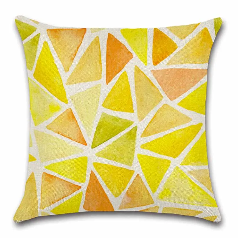 Разноцветный чехол для подушки с геометрическими треугольниками декоративная