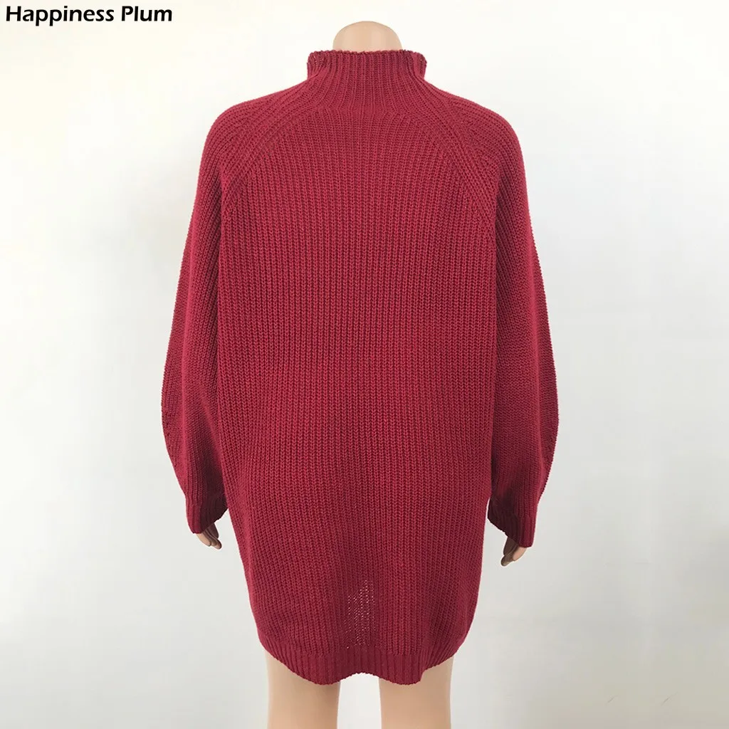 

Women Knitted Turtleneck Sweater Dress Autumn Winter Warm Pullover Long Sleeve Solid Casual Oversized Sweaters Dresses