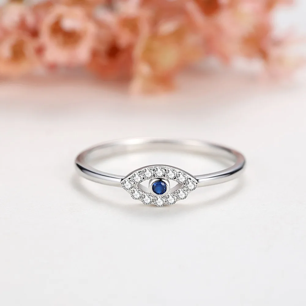 Женское кольцо с подвеской TONGZHE серебряное голубым белым и золотым покрытием