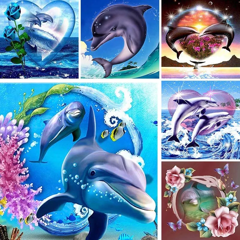 

NEW 5d Mosaic Diamond Painting Couple Dolphin Cross Stitch Diamond Embroidery Love Flowers Pattern Rhinestone Decoration O45