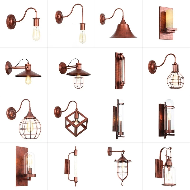 

Indoor Vintage Waterproof Wall Lamp E27 Loft Industrial Rust retro Light Foyer Passageway Loft Lights