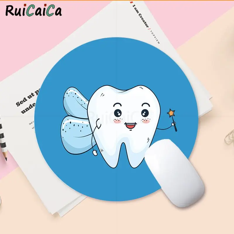 

Custom Skin Cute Tooth Laptop Computer round desk pads Mousepad gaming Mousepad Rug For PC Laptop Notebook