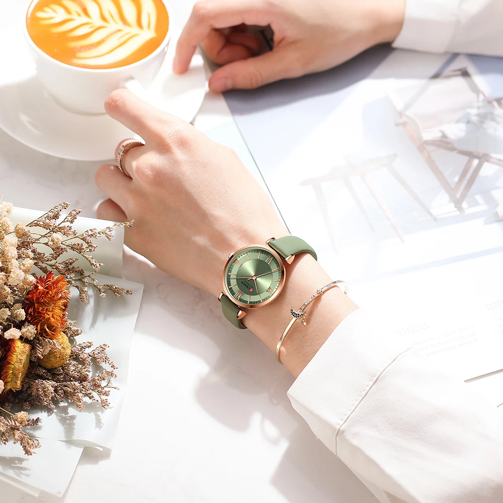 Женские кварцевые часы CURREN Элегантные наручные с кожаным ремешком 2021 | Наручные