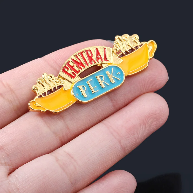 

American TV show Friends Badge Brooch Women Men Lapel pin Jewelry GiftCentral Perk Coffee Time Pendant Enamel Pins Brooches