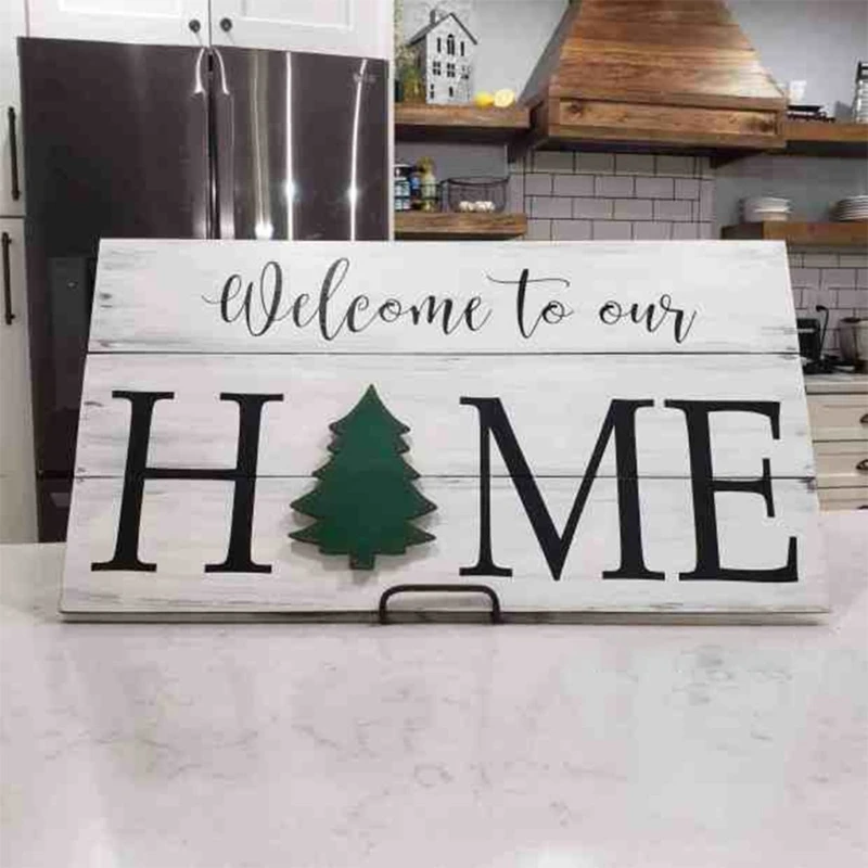 

4X7B Interchangeable Seasonal Home Wooden Sign Front Door Wall Hanging Plaque Decor