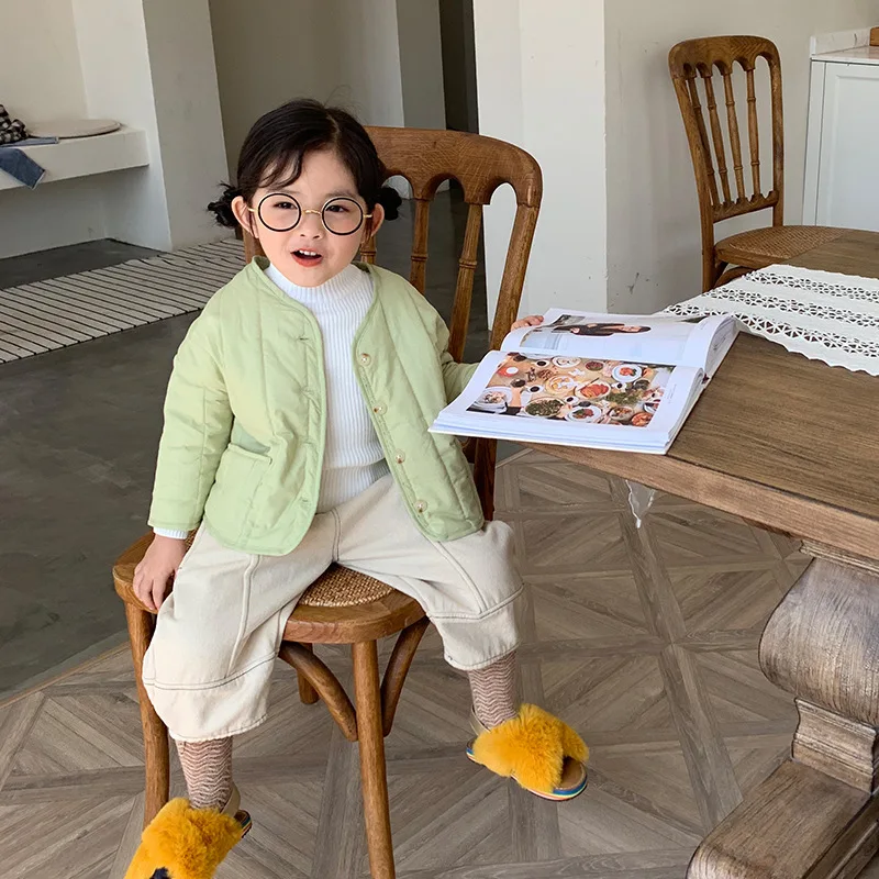 Осенне-зимнее детское тонкое хлопковое пальто с длинными рукавами 2019 г. Новая