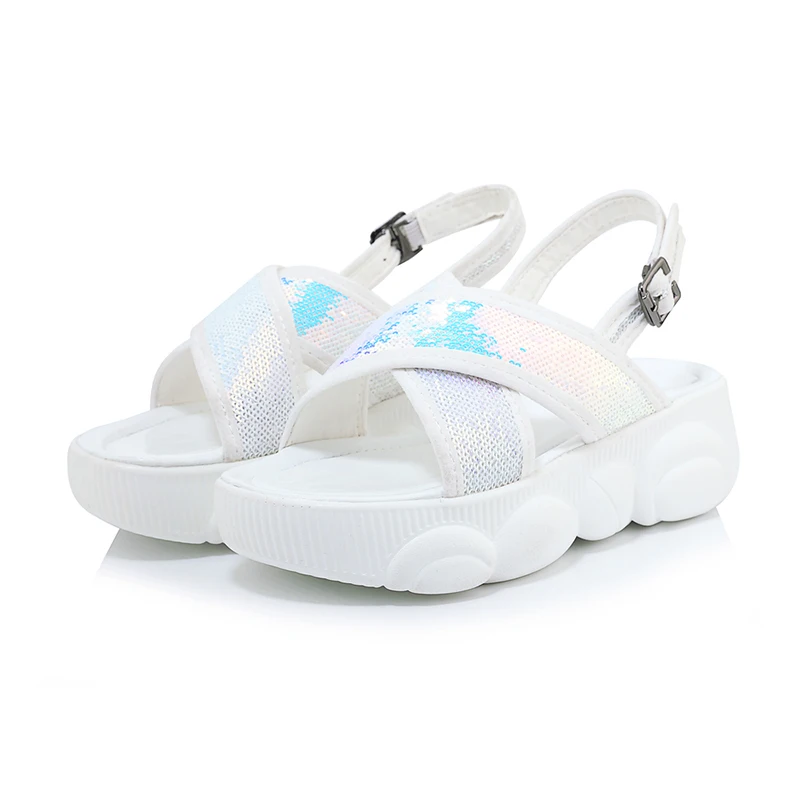 Большие размеры 34-46 Новая обувь на платформе с украшением Женские босоножки