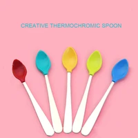 baby creative thermochromic safety spoon 45%c2%b0 turns white feeding silicone childrens tableware baby goods health cutlery set